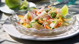 Vietnamese prawn and noodle salad with lime, lemon grass and ginger dressing